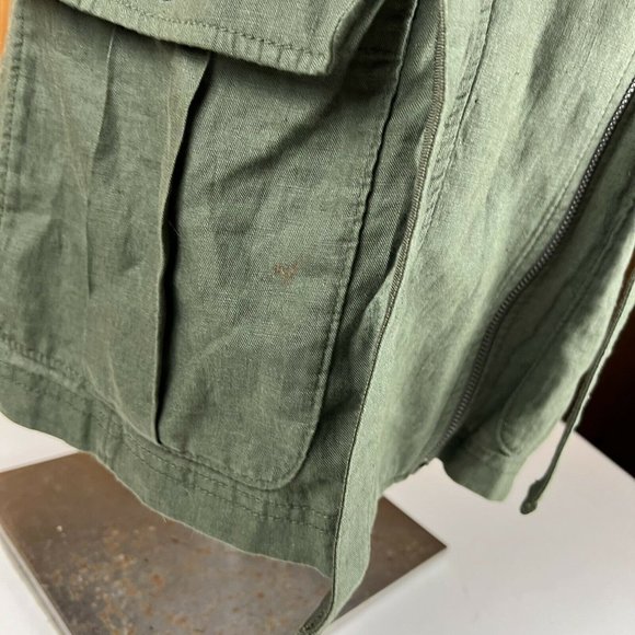 Athleta Wanderabout Size Small 100% Linen Olive Utility Tunic Length Zip Vest - Picture 5 of 11